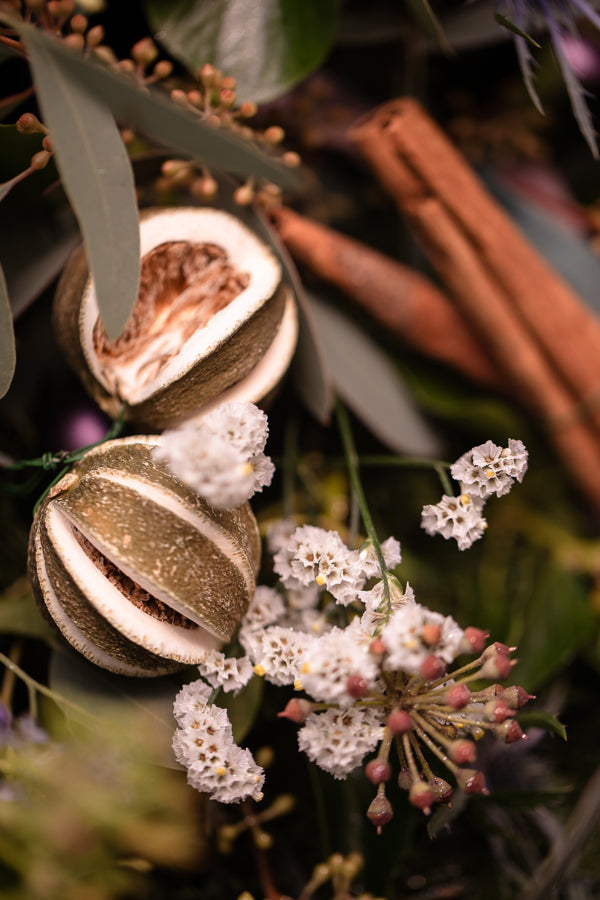 Winter frosted door wreath