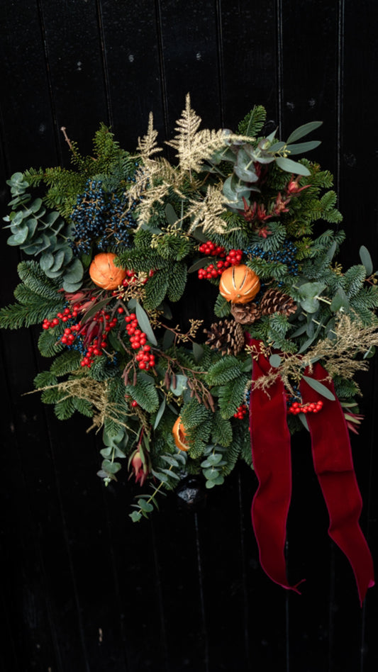 Winter traditional door wreath